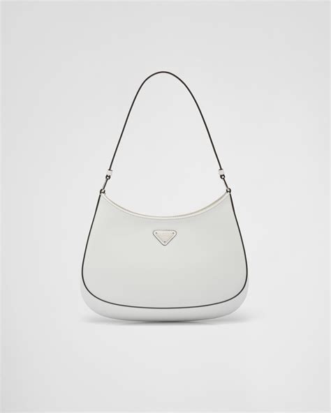 prada cleo brushed leather shoulder bag white|Prada cleo bag white.